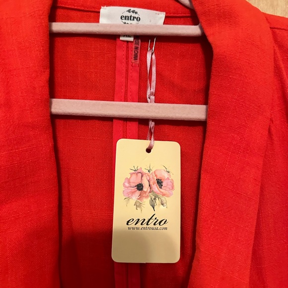 Chic Soul Red Women's Linen Blazer - Picture 4 of 4